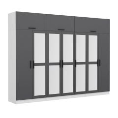 Minar Kale 7 Kapaklı 5 Aynalı 2 Ç Dolap Ve Yüklük Beyaz Antrasit