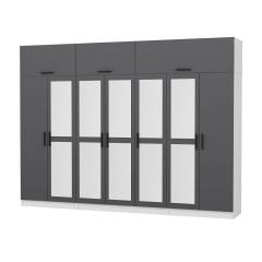 Minar Kale 7 Kapaklı 5 Aynalı 2 Ç Dolap Ve Yüklük Beyaz Antrasit