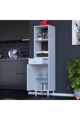 Lunera G:35 cm Beyaz Mutfak Dolabı Çok Amaçlı Açık Bölmeli Fırın Mutfak Dolabı 35x163,4x32,5 cm