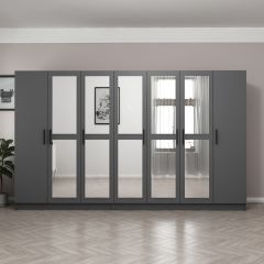 Minar Kale 7 Kapaklı 5 Aynalı 4 Çekmeceli Dolap Antrasit