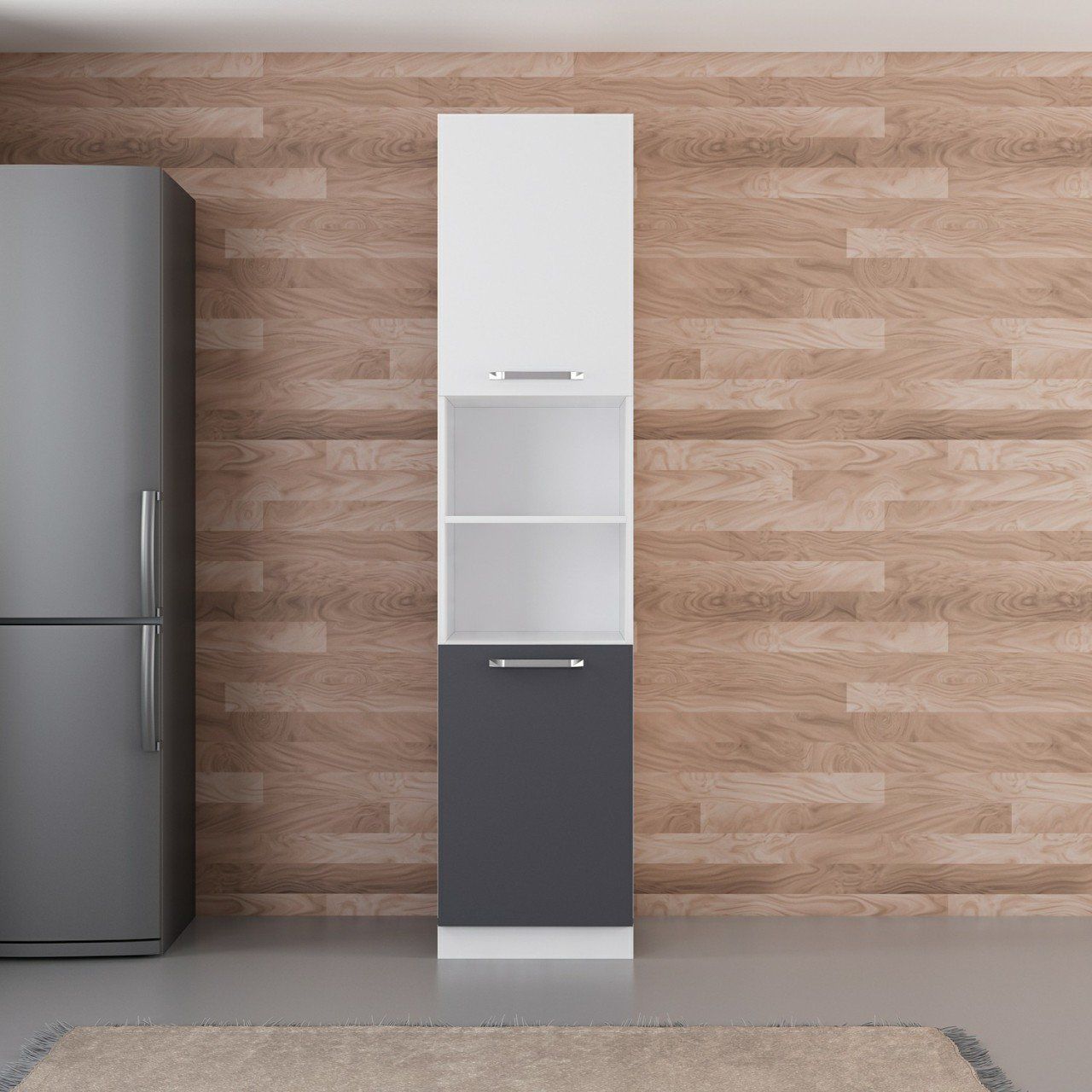 Minar 50 Cm Mutfak Boy Dolabı - Beyaz/Antrasit D50-A2