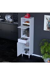 Avelin Kapaklı Mini/Midi Fırın Dolabı 40 cm Beyaz Çok Fonksiyonlu 40x163,4x32,5 cm Mutfak Dolabı