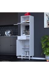 Avelin Kapaklı Mini/Midi Fırın Dolabı 40 cm Beyaz Çok Fonksiyonlu 40x163,4x32,5 cm Mutfak Dolabı