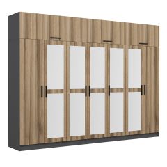 Minar Kale 7 Kapaklı 5 Aynalı 4 Ç Dolap Ve Yüklük Antrasit Dore