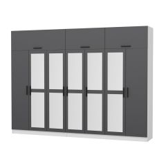 Minar Kale 7 Kapaklı 5 Aynalı 4 Ç Dolap Ve Yüklük Beyaz Antrasit