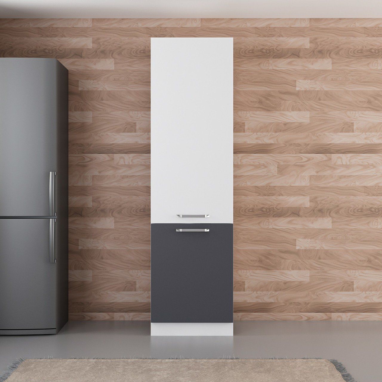 Minar 60 Cm Mutfak Boy Dolabı - Beyaz/Antrasit D60-A1