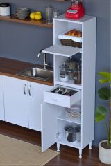 Avelin Kapaklı Mini/Midi Fırın Dolabı 50 cm Beyaz Çok Fonksiyonlu 50x163,4x32,5 cm Mutfak Dolabı