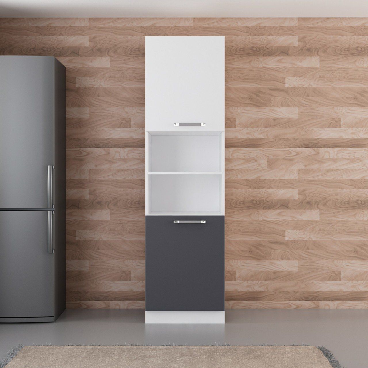 Minar 60 Cm Mutfak Boy Dolabı - Beyaz/Antrasit D60-A2