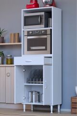 Lunera G:55 cm Beyaz Mutfak Dolabı Çok Amaçlı Açık Bölmeli Fırın Mutfak Dolabı 55x163,4x32,5 cm