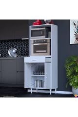 Lunera G:55 cm Beyaz Mutfak Dolabı Çok Amaçlı Açık Bölmeli Fırın Mutfak Dolabı 55x163,4x32,5 cm