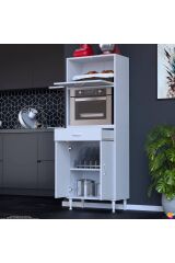 Avelin Kapaklı Mini/Midi Fırın Dolabı 55 cm Beyaz Çok Fonksiyonlu 55x163,4x32,5 cm Mutfak Dolabı