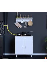 Yankı 56 cm Derinlik 65 cm Genişlikte Dolap Baharat Raflı Set Üstü Ocak Uyumlu 65x88x56 cm Dolap