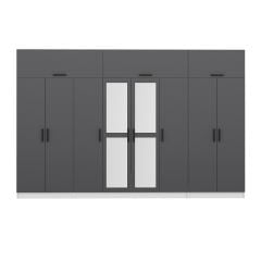 Minar Kale 8 Kapaklı 2 Aynalı 2 Ç Dolap Ve Yüklük Beyaz Antrasit