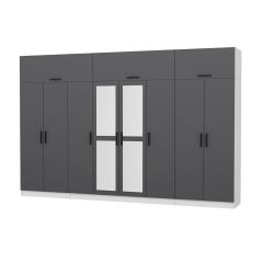 Minar Kale 8 Kapaklı 2 Aynalı 2 Ç Dolap Ve Yüklük Beyaz Antrasit