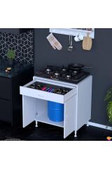 Nıvera 70 cm Mutfak Dolabı Beyaz Ankastre 70x88x56 cm Ocak Dolabı Tüp Gizleyici Kapaklı Dolap