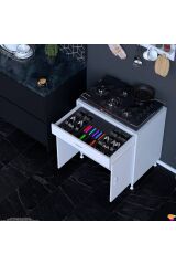 Nıvera 70 cm Mutfak Dolabı Beyaz Ankastre 70x88x56 cm Ocak Dolabı Tüp Gizleyici Kapaklı Dolap
