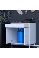 Nıvera 70 cm Mutfak Dolabı Beyaz Ankastre 70x88x56 cm Ocak Dolabı Tüp Gizleyici Kapaklı Dolap