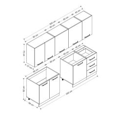 Minar 255 Cm Mutfak Dolabı Beyaz Antrasit 255-A9