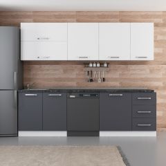 Minar 255 Cm Mutfak Dolabı Beyaz Antrasit 255-A10