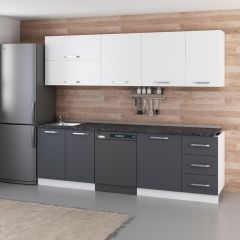 Minar 255 Cm Mutfak Dolabı Beyaz Antrasit 255-A10