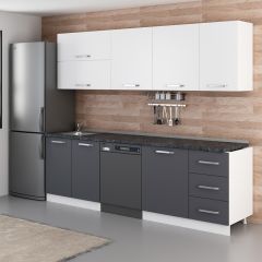 Minar 255 Cm Mutfak Dolabı Beyaz Antrasit 255-A10