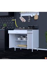 Nehir 75 cm Mutfak Dolabı Çok Amaçlı Ankastre Set Ocak Dolabı 75x88x48 cm Raflı 2 Bölmeli Dolap
