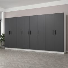 Minar Kale 8 Kapaklı 2 Çekmeceli Dolap Beyaz Antrasit