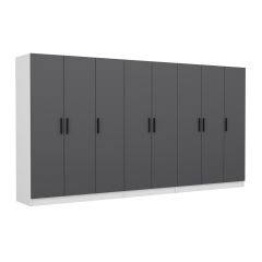 Minar Kale 8 Kapaklı 2 Çekmeceli Dolap Beyaz Antrasit